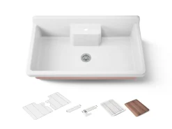 45" top-/wall-mount single-bowl workstation farmhouse kitchen sink