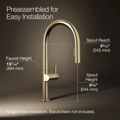 Touchless pull-down kitchen sink faucet with two-function sprayhead