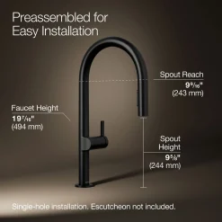 Touchless pull-down kitchen sink faucet with two-function sprayhead