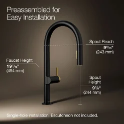 Touchless pull-down kitchen sink faucet with two-function sprayhead