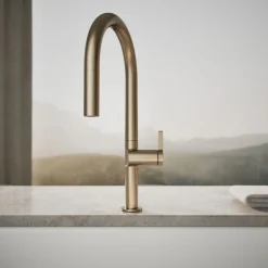 Touchless pull-down kitchen sink faucet with two-function sprayhead