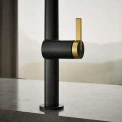 Touchless pull-down kitchen sink faucet with two-function sprayhead