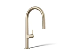 Touchless pull-down kitchen sink faucet with two-function sprayhead