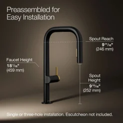 Touchless pull-down kitchen sink faucet with two-function sprayhead