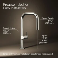 Touchless pull-down kitchen sink faucet with two-function sprayhead