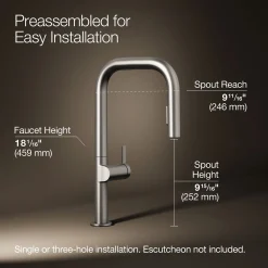 Touchless pull-down kitchen sink faucet with two-function sprayhead