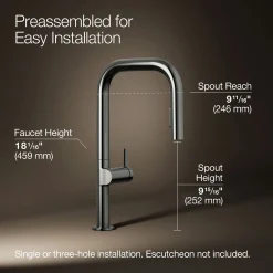 Touchless pull-down kitchen sink faucet with two-function sprayhead