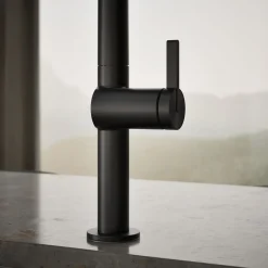 Touchless pull-down kitchen sink faucet with two-function sprayhead
