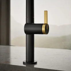 Touchless pull-down kitchen sink faucet with two-function sprayhead