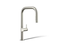 Touchless pull-down kitchen sink faucet with two-function sprayhead