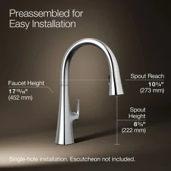 Touchless pull-down kitchen sink faucet with three-function sprayhead
