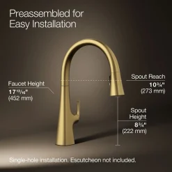 Touchless pull-down kitchen sink faucet with three-function sprayhead
