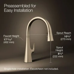 Touchless pull-down kitchen sink faucet with three-function sprayhead