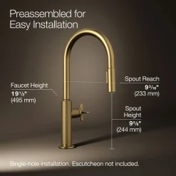 Touchless pull-down kitchen sink faucet with two-function sprayhead
