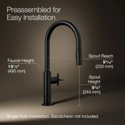 Touchless pull-down kitchen sink faucet with two-function sprayhead