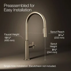 Touchless pull-down kitchen sink faucet with two-function sprayhead