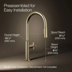Touchless pull-down kitchen sink faucet with two-function sprayhead