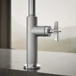 Touchless pull-down kitchen sink faucet with two-function sprayhead