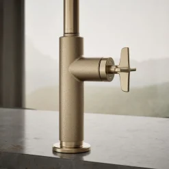 Touchless pull-down kitchen sink faucet with two-function sprayhead