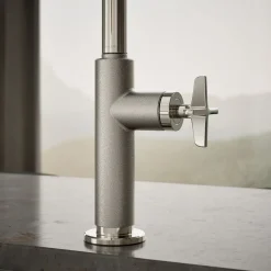 Touchless pull-down kitchen sink faucet with two-function sprayhead