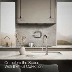 Touchless pull-down kitchen sink faucet with two-function sprayhead