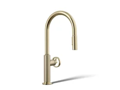 Touchless pull-down kitchen sink faucet with two-function sprayhead