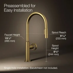 Touchless pull-down kitchen sink faucet with two-function sprayhead