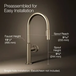 Touchless pull-down kitchen sink faucet with two-function sprayhead