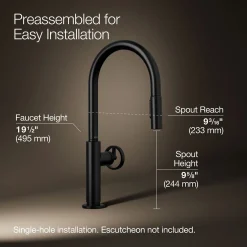 Touchless pull-down kitchen sink faucet with two-function sprayhead