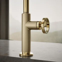 Touchless pull-down kitchen sink faucet with two-function sprayhead