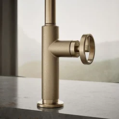 Touchless pull-down kitchen sink faucet with two-function sprayhead