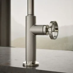 Touchless pull-down kitchen sink faucet with two-function sprayhead