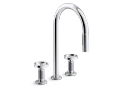 Touchless pull-down kitchen sink faucet with two-function sprayhead