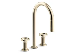 Touchless pull-down kitchen sink faucet with two-function sprayhead