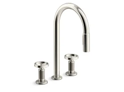 Touchless pull-down kitchen sink faucet with two-function sprayhead