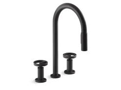 Touchless pull-down kitchen sink faucet with two-function sprayhead
