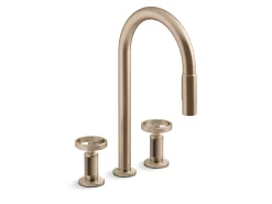 Touchless pull-down kitchen sink faucet with two-function sprayhead