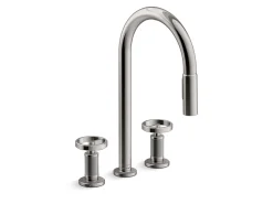 Touchless pull-down kitchen sink faucet with two-function sprayhead
