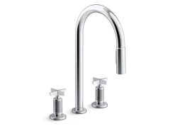 Touchless pull-down kitchen sink faucet with two-function sprayhead