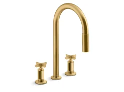 Touchless pull-down kitchen sink faucet with two-function sprayhead