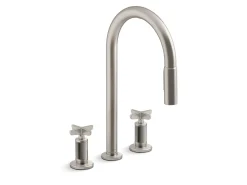 Touchless pull-down kitchen sink faucet with two-function sprayhead