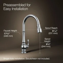 Touchless pull-down kitchen sink faucet with three-function sprayhead
