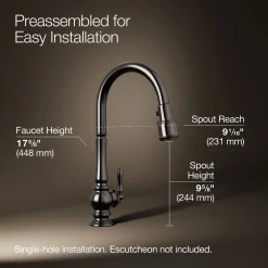 Touchless pull-down kitchen sink faucet with three-function sprayhead