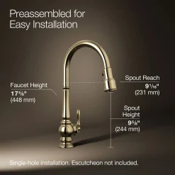 Touchless pull-down kitchen sink faucet with three-function sprayhead
