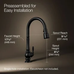 Touchless pull-down kitchen sink faucet with three-function sprayhead