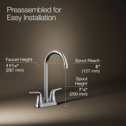 Two-handle bar sink faucet