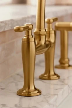 Two-hole bridge kitchen sink faucet with side sprayer