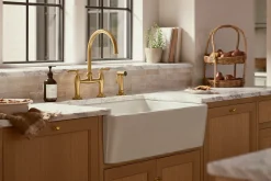 Two-hole bridge kitchen sink faucet with side sprayer