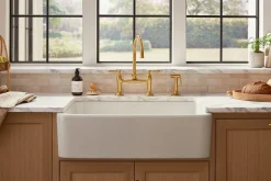 Two-hole bridge kitchen sink faucet with side sprayer