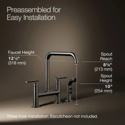 Two-hole bridge kitchen sink faucet with side sprayer